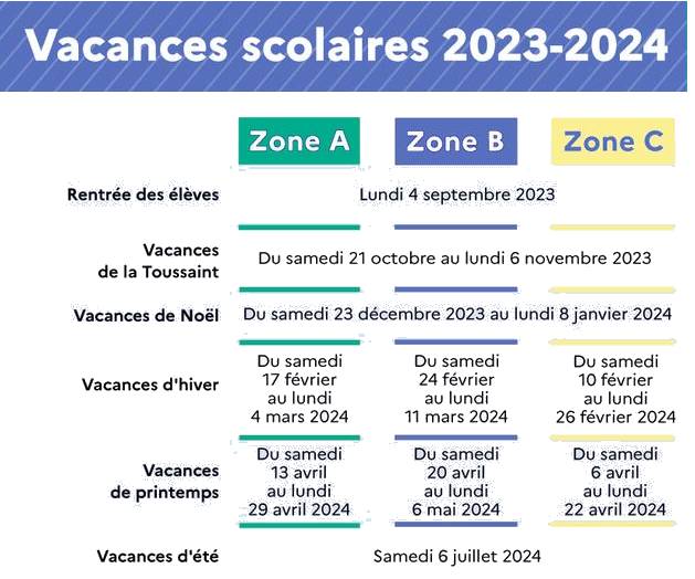 vacances 2023 2024